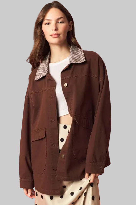 Gingham Barn Jacket / Brown