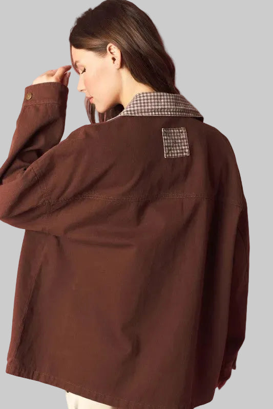Gingham Barn Jacket / Brown